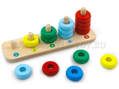 Пирамидка деревянная "Счеты" (15 колец, основание) Пирамидка деревянная "Счеты" (15 колец, основание)