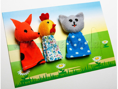 Театр "Кот, Петух и Лиса" пальчиковый (3 шт.) Театр "Кот, Петух и Лиса" пальчиковый (3 шт.)